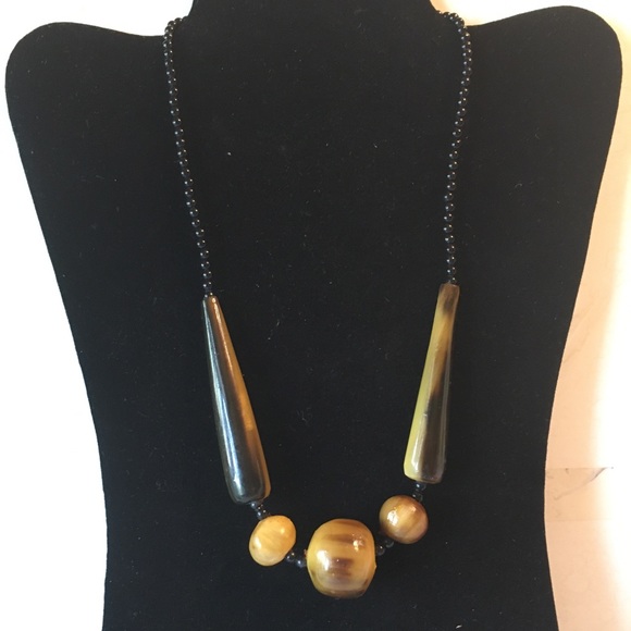 Large black and brown beaded necklace - Picture 1 of 2